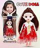 Fiddlerz Little Milly Doll Toy for Girls Cute Fashion Doll with Long Hair Pretend Play and Gifting Toy Suitable for Kids Aged 3 Years and Above (Red)