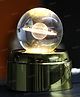Fiddlerz Crystal Ball Lamp with LED Base and USB Cable Golden Finish Decorative Rechargeable Lamp for Bedroom Kids Room Office Desk & Gift Purpose (Pack of 1)