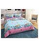 BHAIJI BEDSHEETS Glace Cotton Bed Sheet Double Bed With 2 Pillow Covers Kids Cartoon Prints - Giraffe Lion elephant Animal Trains