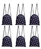 Happile Set of 6 Space Theme Designed Drawstring Bag  Blue
