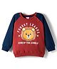 Babyhug Cotton Knit Full Raglan Sleeves Sweatshirt With Lion Print - Dark Red