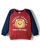 Babyhug Cotton Knit Full Raglan Sleeves Sweatshirt With Lion Print - Dark Red