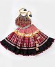 Halemons Pure Cotton Woven Navratri Theme Sleeveless Floral Embroidered & Printed Lehenga Choli Set - Green