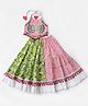 Halemons Pure Cotton Woven Navratri Theme Sleeveless Butterfly Embroidered & Floral Printed Lehenga Choli Set - Pink