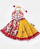Halemons Pure Cotton Woven Navratri Theme Sleeveless Elephants Embroidered & Floral Printed Lehenga Choli Set - Red