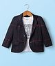 Robo Fry Cotton Woven Full Sleeves Checks Blazer With Printed Inner Tee - Black