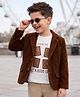 Robo Fry Cotton Woven Full Sleeves Solid Blazer With Printed Inner Tee - Brown