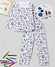 Funkrafts Premium Cotton Knit Full Sleeves Space Theme Printed DIY Colouring Night Suit With Washable Fabric Marker - White