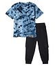 Funkrafts Premium Cotton Knit Half Sleeves Tie Dye Tee & Cargo Joggers Set - Blue & Black