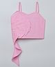 Taffykids Poplin Woven Sleeveless Pleated Applique  Detailed Crop Top - Baby Pink