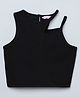 Taffykids Knit Sleeveless Self Design Cut Out Detailed Crop Top - Black