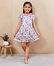 PINK MERMAID Cotton Knit Half Puffed Sleeves Floral Printed Shirt Style Dress - Pink