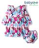 Babyoye 100% Cotton With Eco Jiva Finish Full Sleeves Frock With Floral Print & Bloomer - White