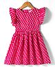 Kookie Kids Woven Frill Sleeves Fit & Flare Frock with Polka Dot Print - Red
