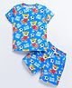 DEAR TO DAD Cotton Woven Half Sleeves Baby Tiger Playing Basketball Printed Coordinating Tee & Shorts Set - Blue