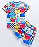 DEAR TO DAD Cotton Woven Half Sleeves Racing Cars Printed Coordinating Tee & Shorts Set - Multi Colour