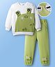Mark & Mia Full Sleeves Winter Wear T-Shirt & Joggers Set With Frog Applique - Green