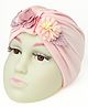 The little lookers Cotton Flower Applique Detailed Turban Cap - Pink