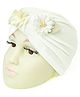 The little lookers Cotton Flower Applique Detailed Turban Cap - White
