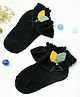 The little lookers Cotton Leaves & Bow Applique Detailed Glitter Designed Socks - Black