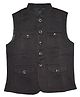 Charchit Cotton Blend Woven Sleeveless Solid Nehru Jacket - Brown