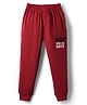 Evimo Interlock Knit Full Length Lounge Pant With Text Print - Red