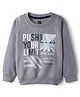 Evimo Looper Knit Full Sleeves T-Shirt With Push Your Limit Text Print - Grey
