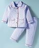 Evimo Single Jersey Knit Full Sleeves Co-ords Night Suit With Heart Print - Light Blue