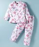 Evimo Single Jersey Knit Full Sleeves Co-Ord Night Suit with Floral Print - Pink