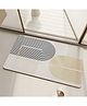 SYGA Non-Slip Modern Arch Diatom Bathroom & Door Mat  Beige Base with Black & Gold Geometric Line Design, Quick-Dry & Anti-Skid