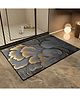 SYGA Non-Slip Diatom Bathroom & Door Mat  Black with Gold Floral Engraved Design, Quick-Dry & Anti-Skid