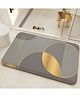 SYGA Non-Slip Golden Eclipse Diatom Bathroom & Door Mat  Abstract Half-Sun Design in Grey & Gold, Absorbent & Fast-Dry