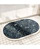 SYGA Non-Slip Dark Floral Imitation Cashmere Bathroom & Door Mat  Oval Design, Plush Decorative, Absorbent & Anti-Slip Floor Mat