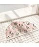 SYGA Non-Slip Pink Floral Imitation Cashmere Bathroom & Door Mat  Semi-Circle Design, Plush Decorative, Absorbent & Anti-Slip Floor Mat