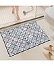SYGA Non-Slip Diatom Bathroom & Door Mat  White & Navy with Classic Spanish Tile Pattern, Quick-Dry & Anti-Skid