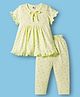 ToffyHouse Knitted Half Sleeves Co-ords Night Suit With Floral Print  - Lemon