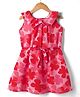 Kookie Kids Woven Sleeveless Dress with Belt Floral Print & Neck Bow - Pink
