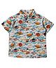 Snowflakes Cotton Woven Half Sleeves Space Theme Printed Shirt - White