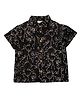 Snowflakes Cotton Woven Half Sleeves Stickman Printed Shirt - Black