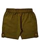 Snowflakes Cotton Woven Solid Shorts - Army Green