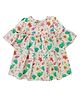 Snowflakes Cotton Woven Half Bell Sleeves Beach Theme Printed Dress - White