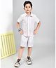 YOUMAA 100% Cotton Woven Half Sleeves Striped & Textured Coordinating Shirt With Shorts Set - Multi Colour