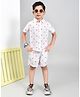 YOUMAA 100% Cotton Woven Half Sleeves Striped & Aeroplanes Printed Coordinating Shirt With Shorts Set - Pink