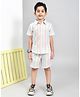 YOUMAA 100% Cotton Woven Half Sleeves Striped & Textured Coordinating Shirt With Shorts Set - Multi Colour