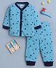 BUMZEE Cotton Knit Full Sleeves Stars Printed Coordinating Jabla & Pyjama Night Suit - Teal Blue