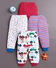 BUMZEE Cotton Knit Pack Of 4 Striped Solid & Vehicles Printed Pants - Red & White