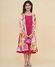 Bitiya By Bhama Cotton Woven Solid Dress With Three Fourth Sleeves Floral Printed Jacket Set - Pink