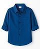 Babyhug Cotton Woven Full Sleeves Solid Shirt - Navy Blue