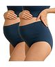 TUMMY Bamboo Cotton Knit Pack of 2 Solid High Waist Maternity Panties - Blue