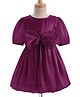 Kookie Kids Puff Sleeves Solid Color & Bow Detailing Organza Party Dress - Wine